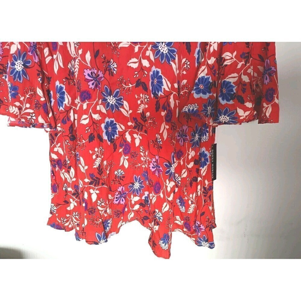 Donna Morgan Dress ASO Wendy Size 16 Red Poppy Comb Floral Print Bell Sleeve New - Picture 9 of 14